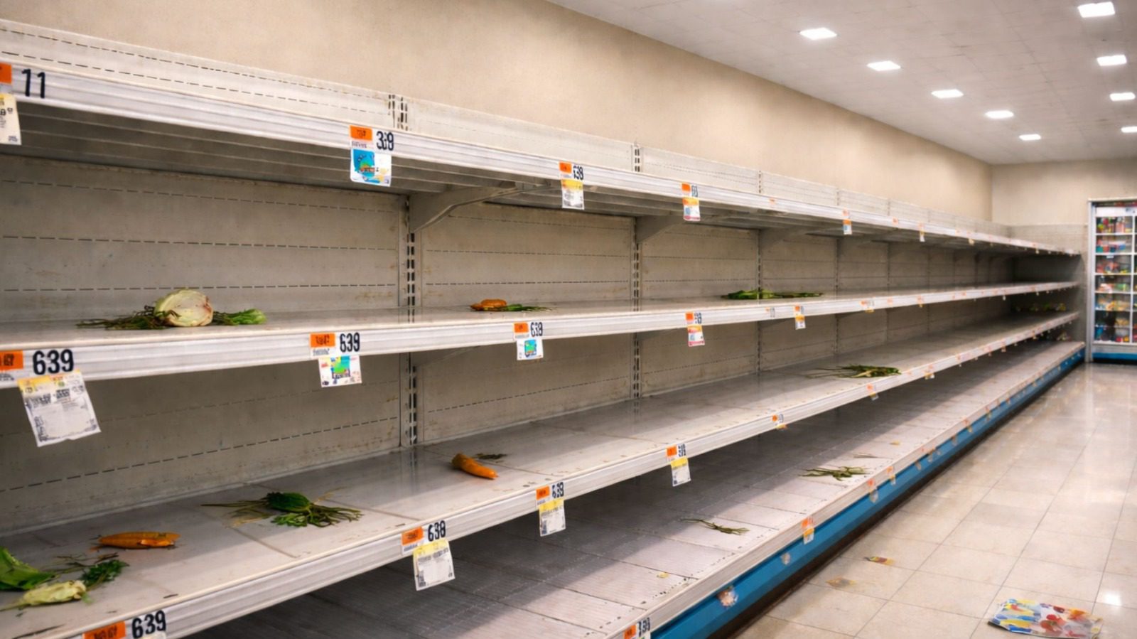 rak supermarket kosong akibat panic buying di tengah kekhawatiran krisis global